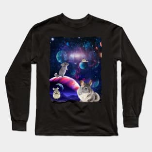 Chinchilla Funny Pogona Galaxy Stars Universe Rodents Long Sleeve T-Shirt